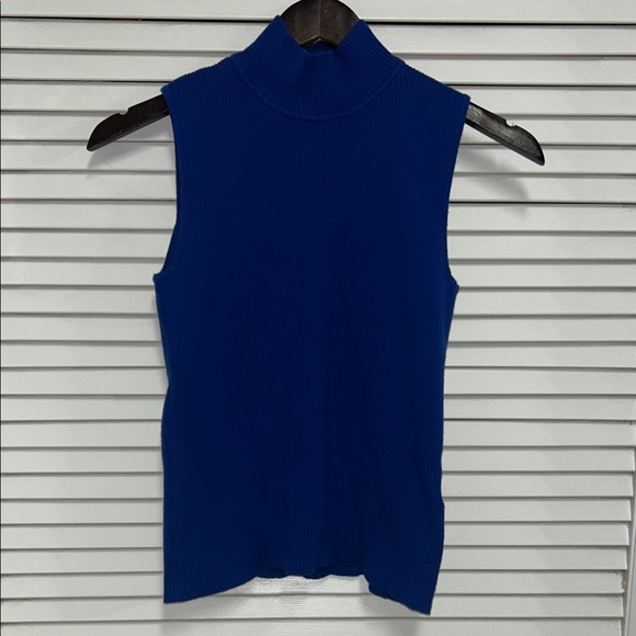 Dkny Tops - DKNY Sleeveless Mock Neck Ribbed Tank - Cobalt Blue
